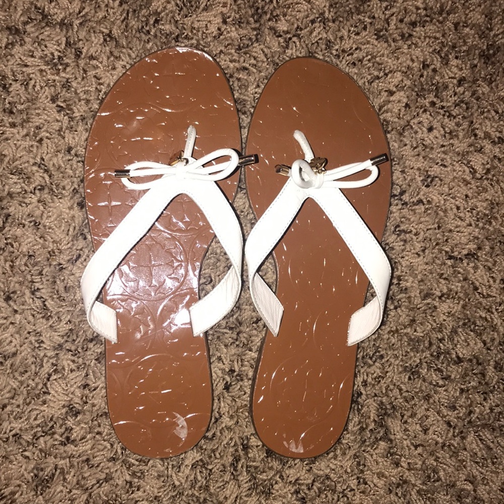 Kate Spade white flip flops